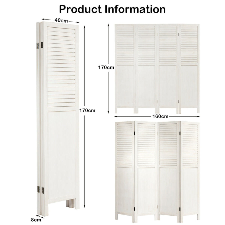 Panel Room Divider, 4-Fold, White - Ideal Solution for Privacy at Home - Perfect for Space Allocation and Hafiz Segmentation